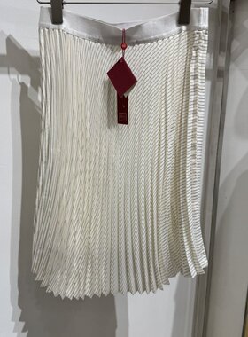 依文EVE CINA女士商务显瘦职业上班白色半身裙百褶裙子专柜同款