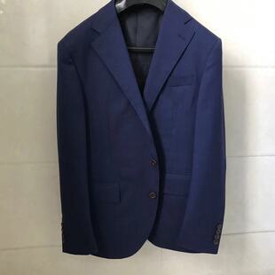 依文诺丁山男士商务修身意大利维达莱金羊毛进口面料蓝色西装西服