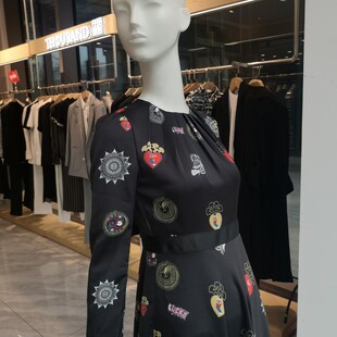 宴会上班女士高档黑色连衣裙专柜价2280 CINA商务时尚 依文女装 EVE