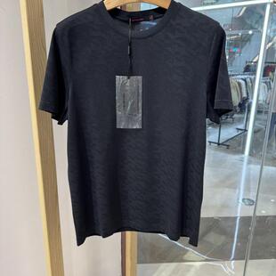 依文诺丁山男士商务圆领透气棉弹抗皱亲肤藏蓝色半短袖T恤1480元