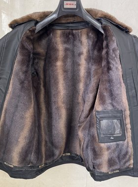 威尚男士商务高端特价金貂皮毛领内胆皮衣派尼克服20999元专柜款