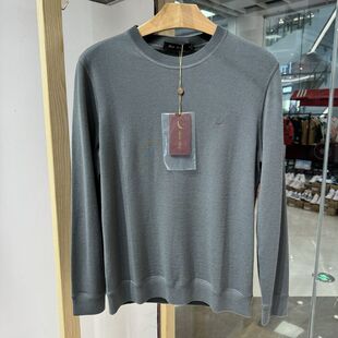 依文凯文凯利男士高端纯绵羊毛灰绿色毛衣毛衫针织衫吊牌价1980元
