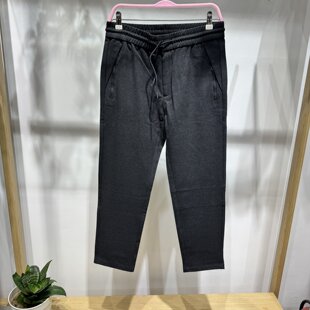 依文诺丁山男士商务春秋冬松紧腰抽绳黑灰色九分运动休闲裤1380元