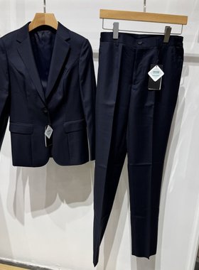 威尚男士商务上班职业半麻衬纯羊毛可机洗藏青蓝色西服西裤7398元