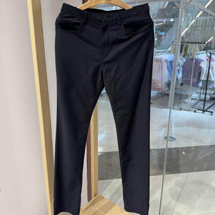 依文诺丁山男士商务棉莫代尔透气修身上班春夏款黑色休闲裤1180元