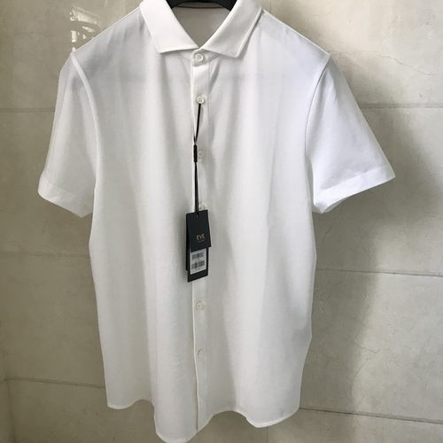 依文正品新款折扣男士半袖桑蚕丝夏季白色豆绿色短袖衬衫衬衣开衫