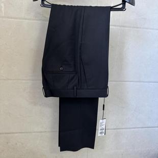 依文正品新款折扣春夏男士商务上班修身羊毛混纺黑色西裤原1100元