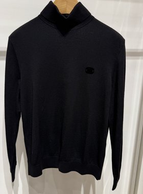 依文诺丁山男士商务绵羊毛弹性混纺休闲冬款高领黑色毛衫衣1680元