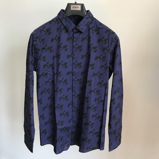 诺丁山男士商务意大利进口康可利尼Canclini面料压花蓝色长袖衬衫