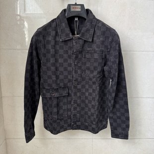 黑蓝色格子牛仔翻领夹克外套2699元 威尚梵恩斯男士 商务休闲春秋款