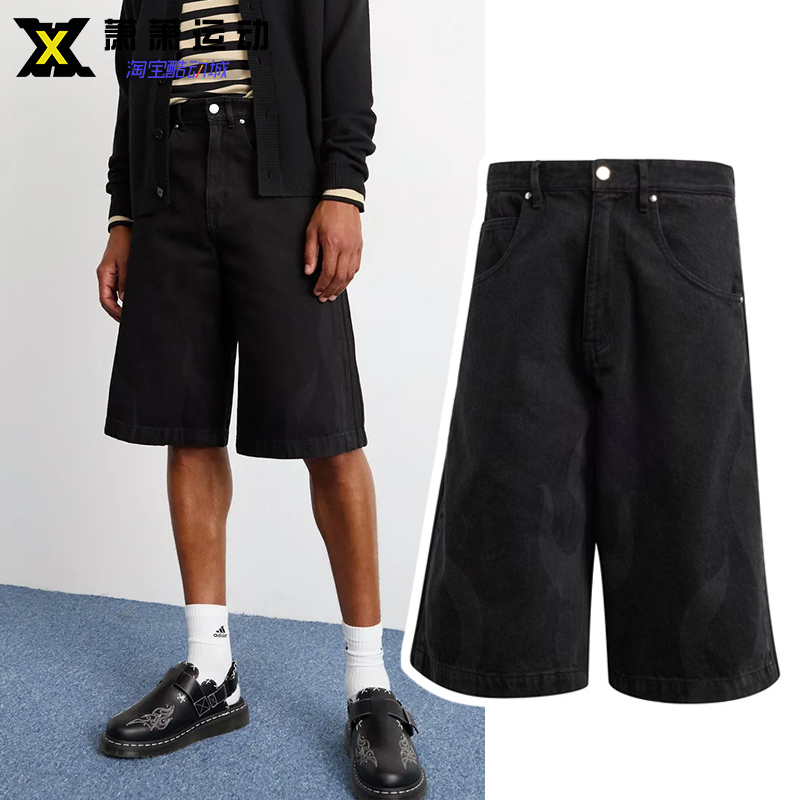 Adidas三叶草男子运动牛仔短裤透气休闲五分裤直筒中长裤IS0217