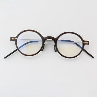 复古天然牛角眼镜框小圆框光学手工制作复古女可配近视镜JXYLT002