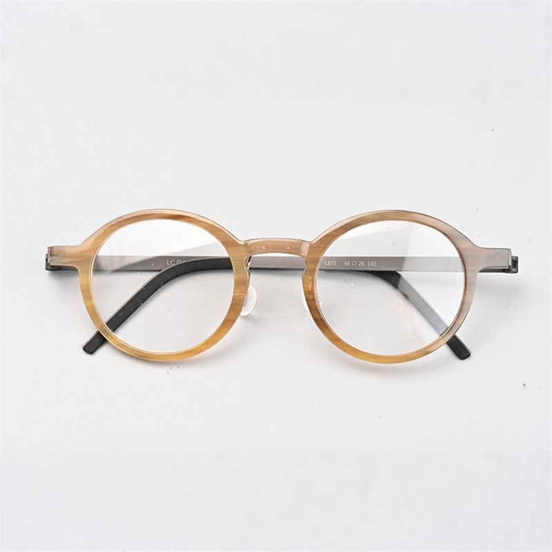 牛角时尚潮流配近视眼睛框复古眼镜架天然牛角镜架配近视牛角1855