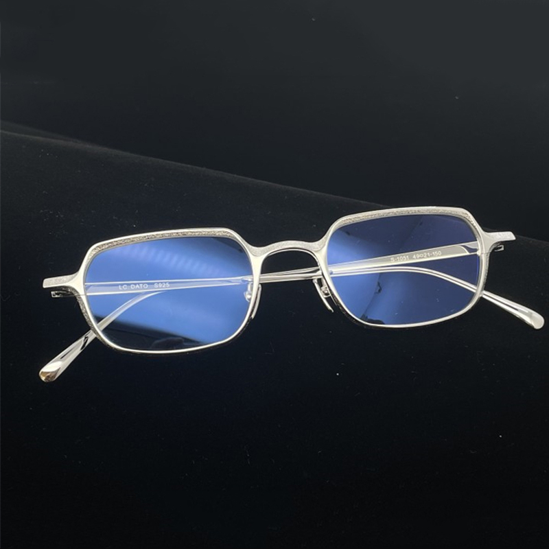 肌理感方框纯银全款 925银框日系韩系全框眼镜潮流男女可用S-1051