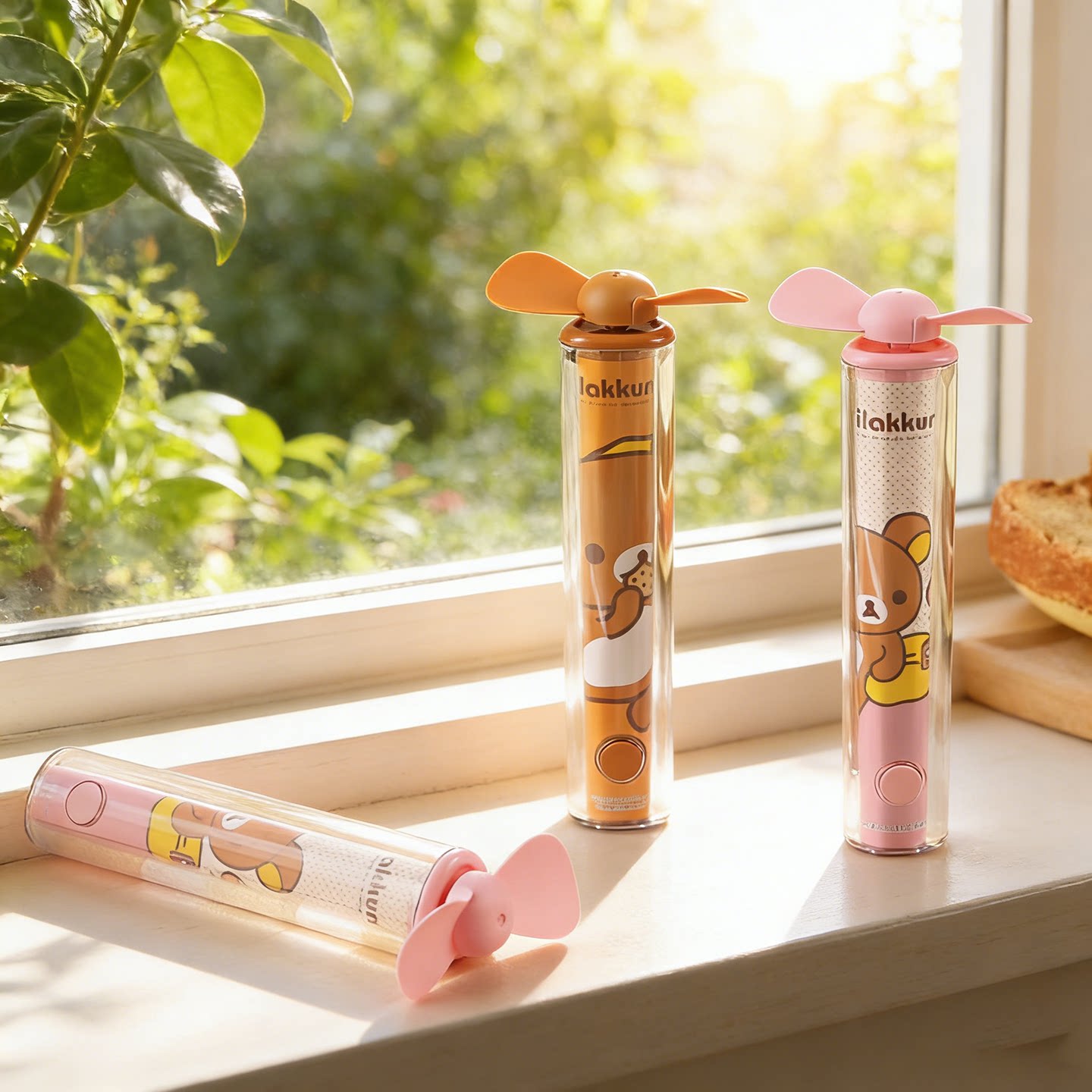 可爱轻松熊迷你风扇卡通便携手持循环扇办公室学生多档调节可充电