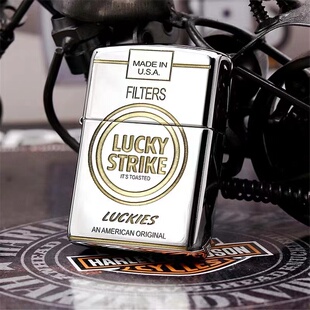 zippo打火机正品原装 黄铜银色镜面盔甲好彩LUCKY 个性煤油送礼品