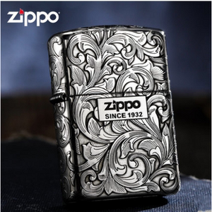 zippo打火机正版原装 纯银机深雕五面大唐草标志 男士珍藏送礼品