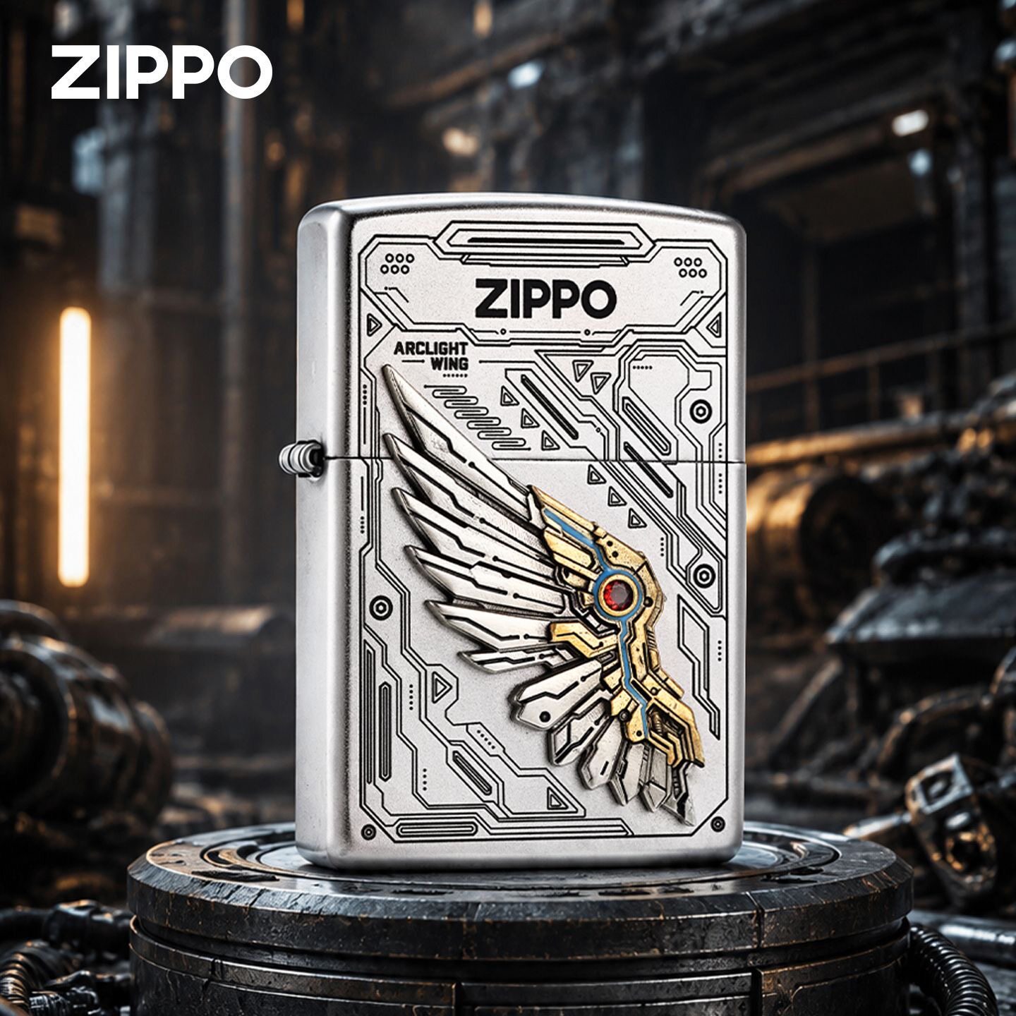 zippo打火机深雕贴章机甲之翼