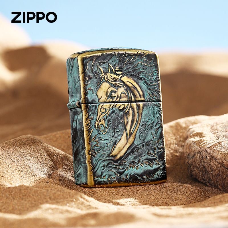 zippo打火机青铜盔甲一马当先