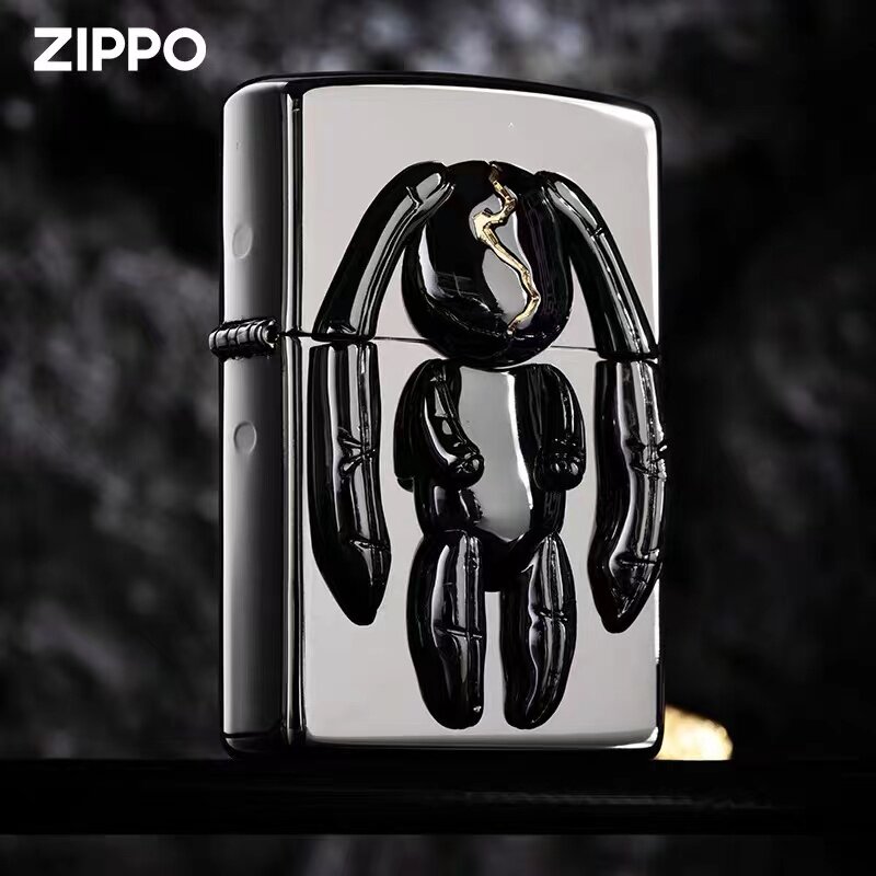 zippo黑冰立体贴章闪耀黑兔