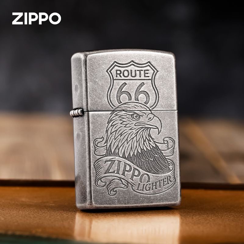 zippo打火机古银蚀刻填漆66号鹰