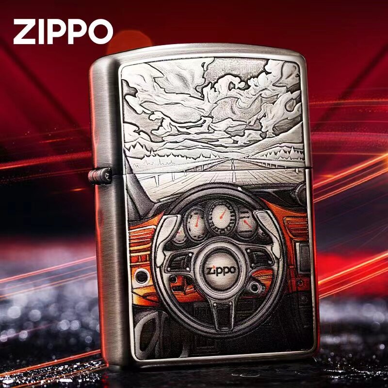 zippo打火机熏银盔甲彩印汽车