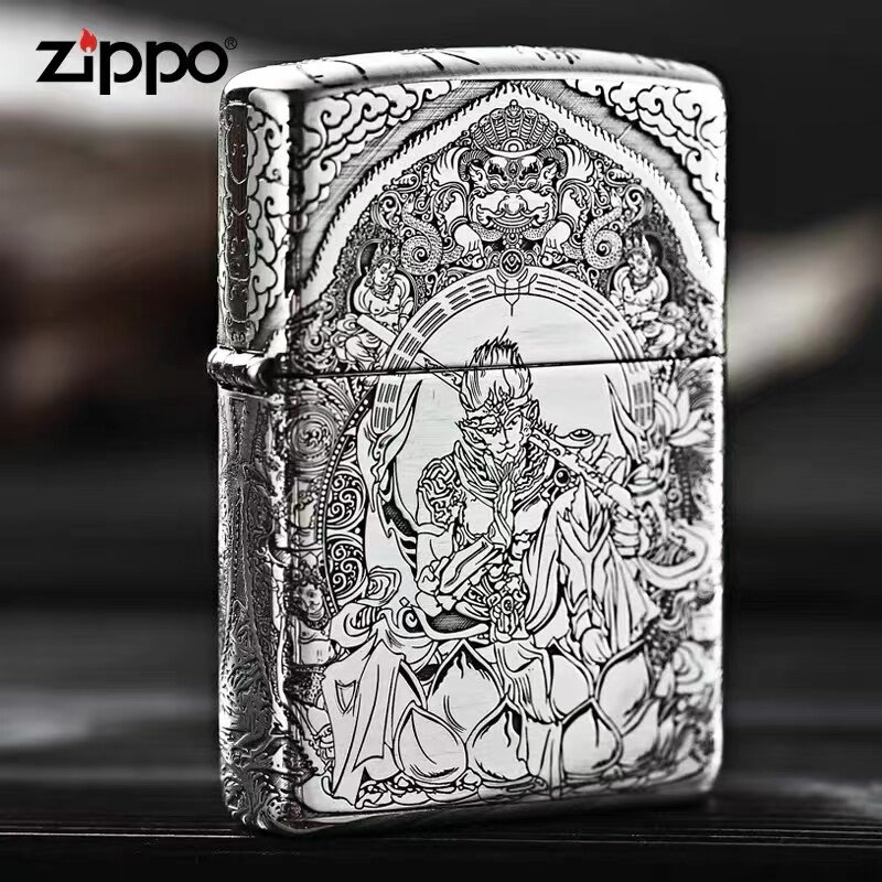 zippo打火机纯银斗战胜佛