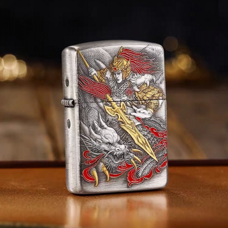 zippo打火机盔甲熏银常山赵子龙