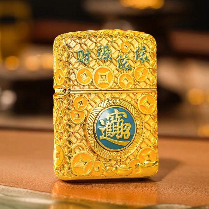 zippo打火机镀金套壳钱钥到家