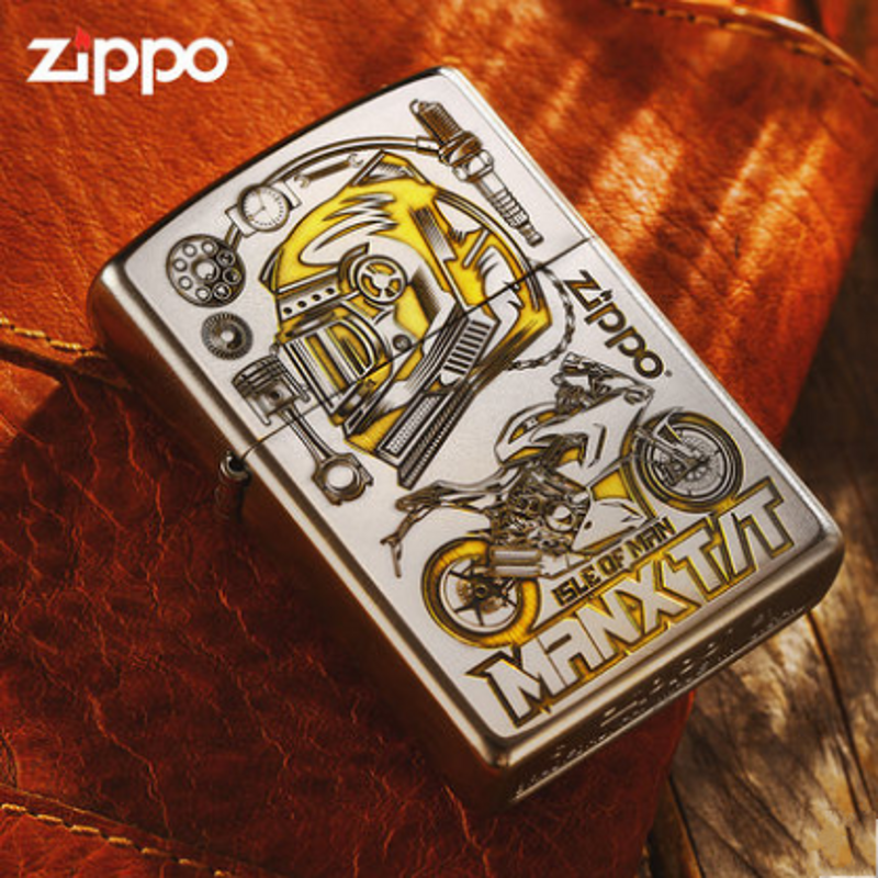 ZIPPO磨砂深雕双面骑士机车