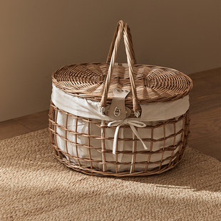 野餐篮水果篮藤编购物篮收纳篮鸡蛋篮编织篮小篮子竹篮手提篮菜蓝