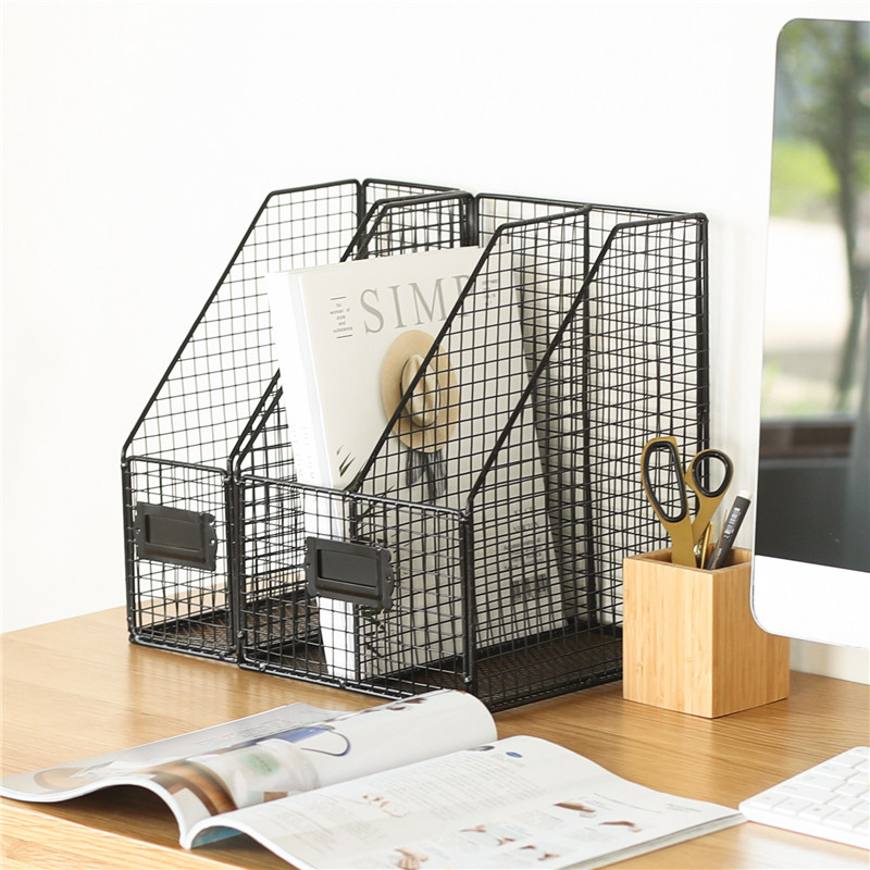 铁艺桌面文件架资料框资料架文件框办公用品收纳盒收纳筐书立书架