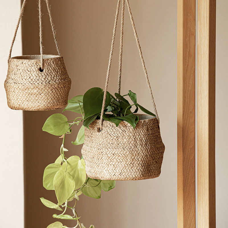仿草编装饰花盆吊篮水泥花器藤编麻绳垂吊兰阳台绿萝花篮别墅庭院,鲜花速递/花卉仿真/绿植园艺,花盆,淘宝优惠券,粉丝福利购,淘宝优惠卷