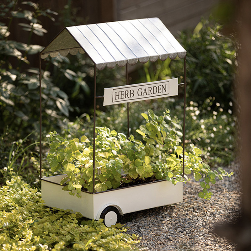 复古铁艺小推车花盆花器铁皮做旧创意阳台花园户外庭院装饰品,鲜花速递/花卉仿真/绿植园艺,花盆,淘宝优惠券,粉丝福利购,淘宝优惠卷