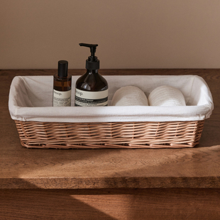 柳编收纳筐桌面储物篮编织藤编竹编筐收纳盒布艺杂物收纳篮小筐子