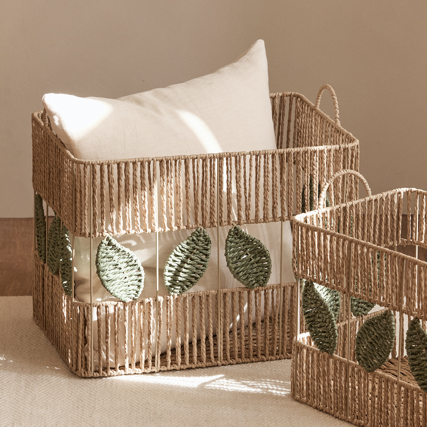 日式收纳筐编织杂物储物盒藤编衣服收纳筐茶几桌面手工零食收纳盒