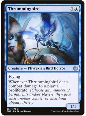 【】万智牌 MTG 万界归一 闪 简中 蓝色 银 敲击鸟 ONE