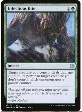 万智牌 MTG 万界归一ONE 绿色 银 播疫啮咬 英文