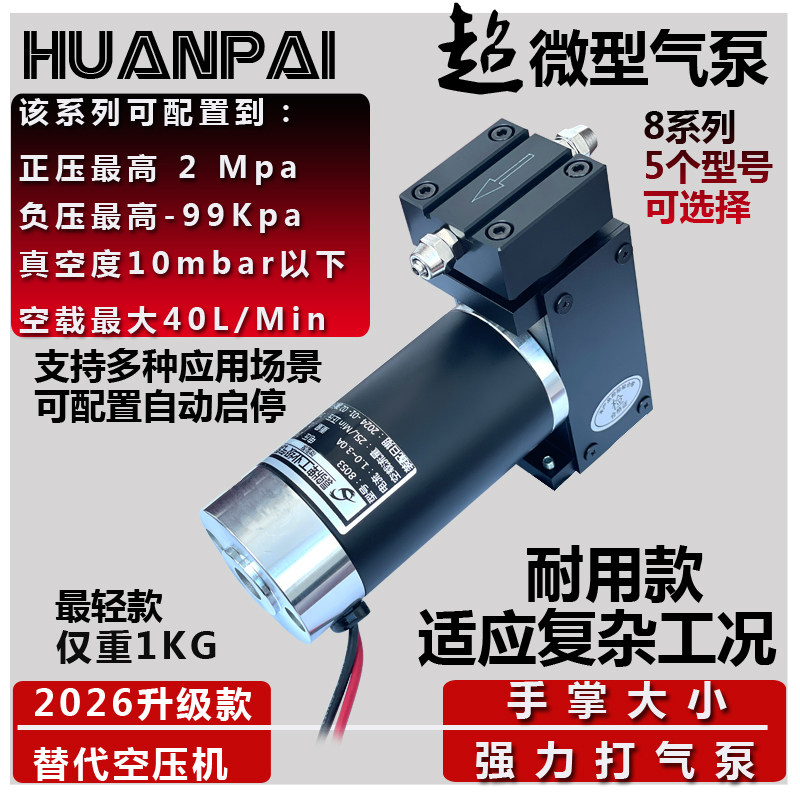 微型气泵正压打气泵高压力活塞真空泵空压机气罐增压无油气缸气泵