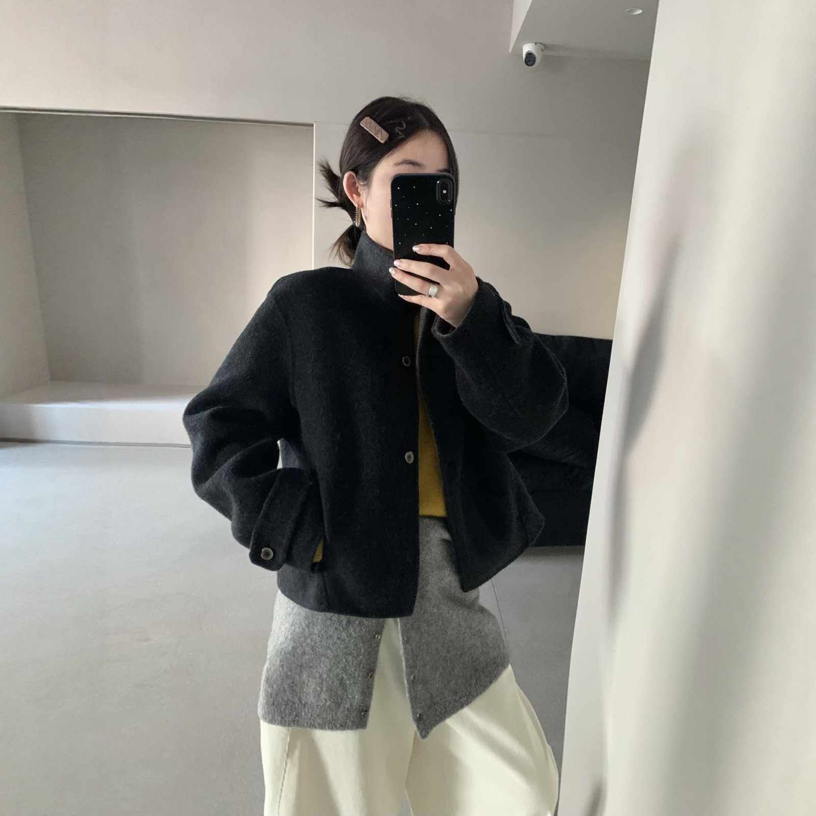 卡蔓诗MM238韩系立领双面呢大衣短外套女2025秋冬宽松百搭上衣