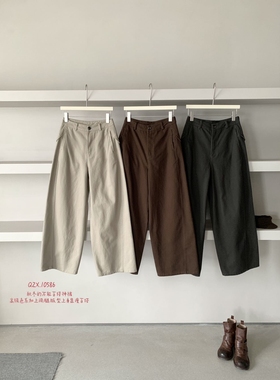 卡蔓诗qzx10586韩系小众高腰阔腿休闲裤女2025秋冬宽松百搭弯刀裤