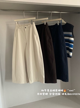 卡蔓诗qzx10587韩系高腰抓毛加厚九分休闲裤女2025秋冬百搭弯刀裤