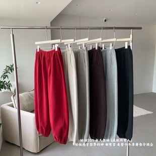 百搭哈伦裤 卡蔓诗MM351韩系高腰宽松加绒九分束脚卫裤 女2025冬季
