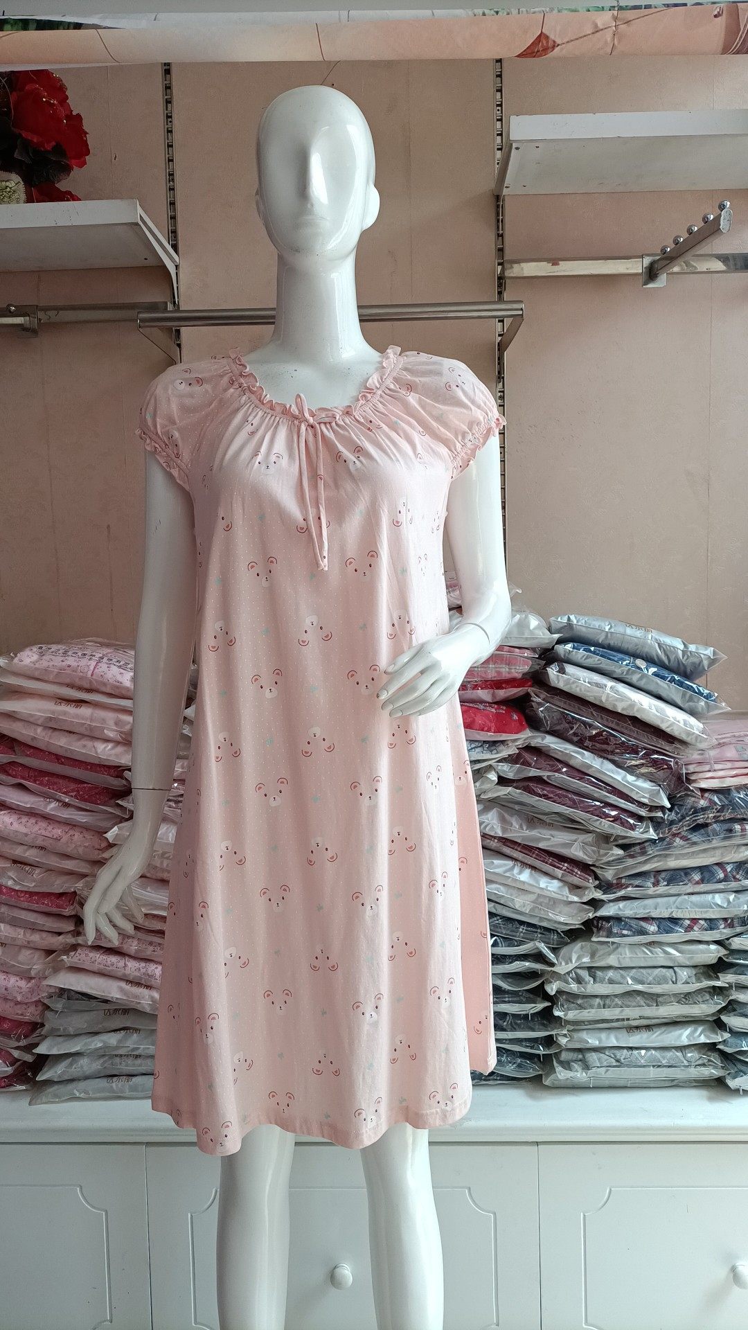 汝斯芬女家居睡裙半袖中长纯棉春夏宽松舒适青年优质特惠活动促销