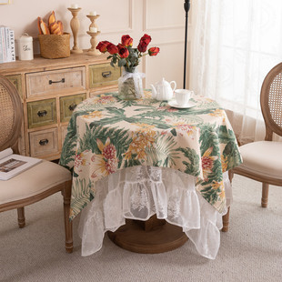 法式 浪漫蕾丝印花桌布甜品台婚礼装 饰拍照茶几台布餐桌布大圆桌