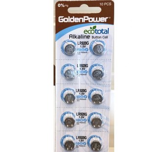 10粒 GoldenPower 金力碱性纽扣电池 LR920G LR920GH AG6 371SR