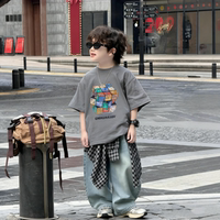 Boys' short-sleeved T-shirt, summer Zhongda children's clothing, casual printed Korean-style loose and versatile, pure cotton cool boys' top thumbnail 3