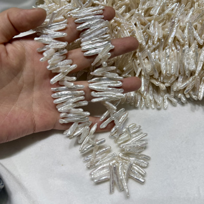 强光淡水珍珠 约22-30mm中孔牙签 巴洛克珍珠diy项链手链配件批发