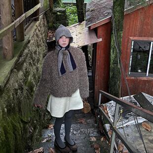 毛茸茸毛毛拉链短外套女上衣女 冬天 Eve