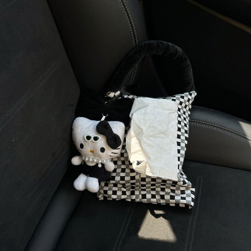 卡通创意公仔KT猫车载纸巾盒抽纸盒汽车纸巾挂袋女生玩偶车内挂式